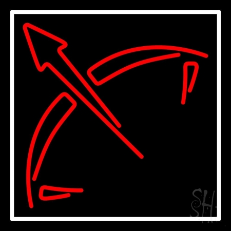 Red Sagittarius Logo White Border Clear Backing Neon Sign, 24 x 1 x 24 in.