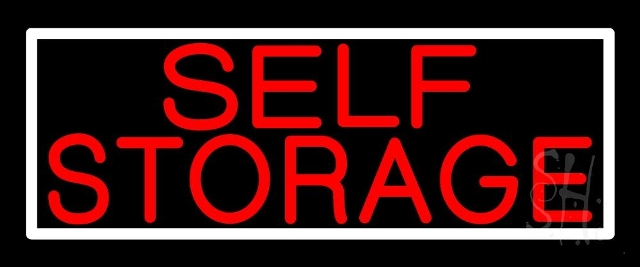N105-11150-clear Red Self Storage White Border 1 Clear Backing Neon Sign, 10 x 1 x 24 in.