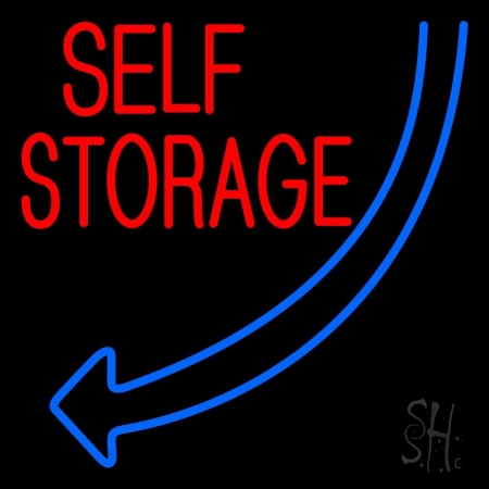 N105-11183-clear Self Storage Block Blue Arrow Clear Backing Neon Sign, 24 x 1 x 24 in.