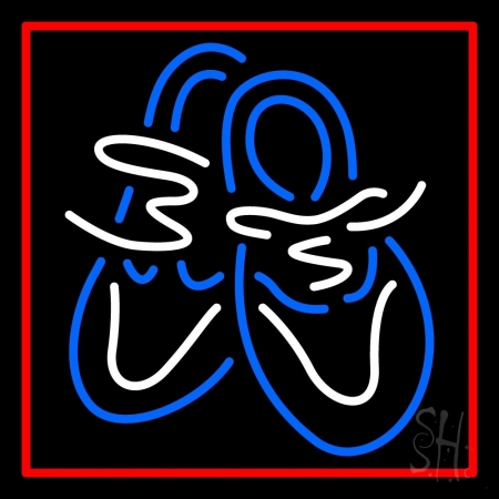 Shoe Pair with Border Clear Backing Neon Sign, 24 x 1 x 24 in.