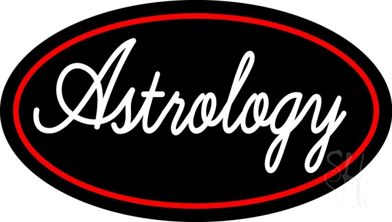 N105-11276-clear White Astrology Red Border with Oval Clear Backing Neon Sign, 17 x 1 x 30 in.