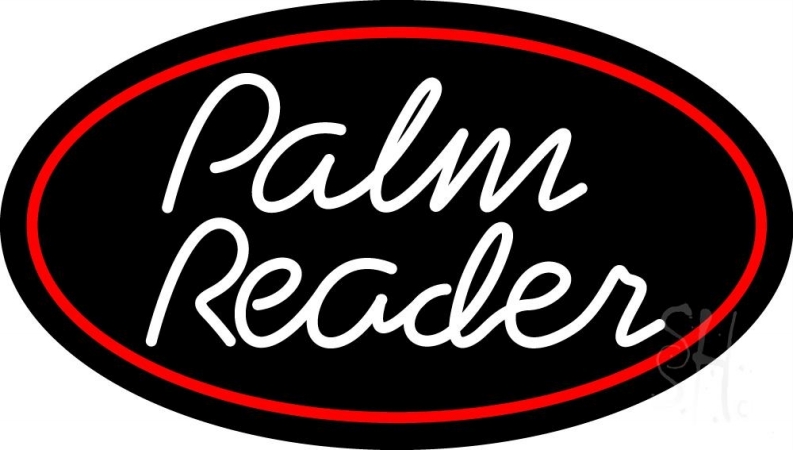 N105-11293-clear White Cursive Palm Reader Clear Backing Neon Sign, 17 x 1 x 30 in.