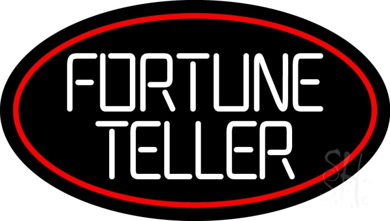 N105-11301-clear White Fortune Teller with Red Border Clear Backing Neon Sign, 17 x 1 x 30 in.