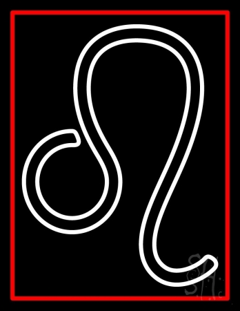 White Leo Red Border Clear Backing Neon Sign, 31 x 1 x 24 in.