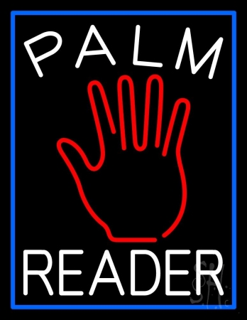 N105-11322-clear White Palm Reader Blue Border Clear Backing Neon Sign, 31 x 1 x 24 in.