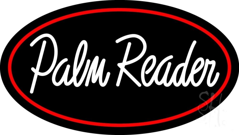 N105-11327-clear White Palm Reader Red Border Clear Backing Neon Sign, 17 x 1 x 30 in.
