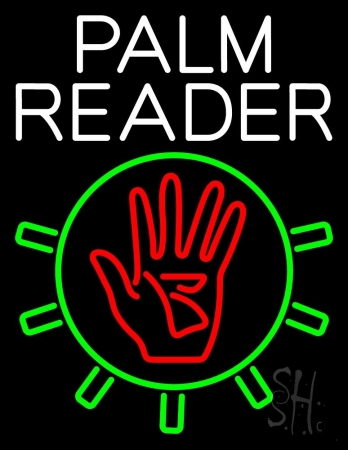 N105-11331-clear White Palm Reader with Logo Clear Backing Neon Sign, 31 x 1 x 24 in.