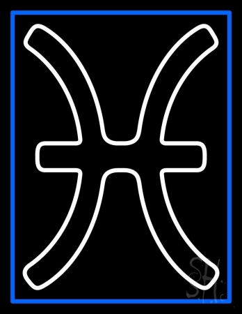 White Pisces Blue Border Clear Backing Neon Sign, 31 x 1 x 24 in.