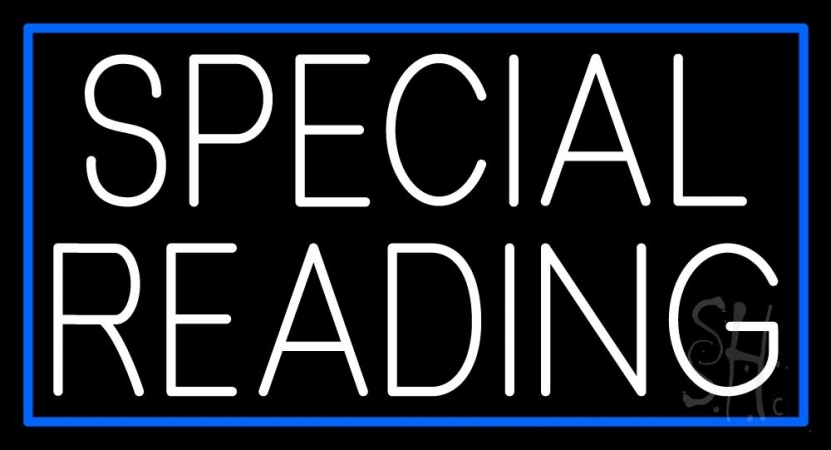 N105-11375-clear White Special Reading Blue Border Clear Backing Neon Sign, 20 x 1 x 37 in.