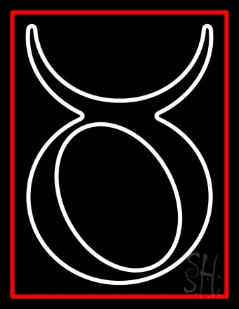 White Taurus Red Border Clear Backing Neon Sign, 31 x 1 x 24 in.