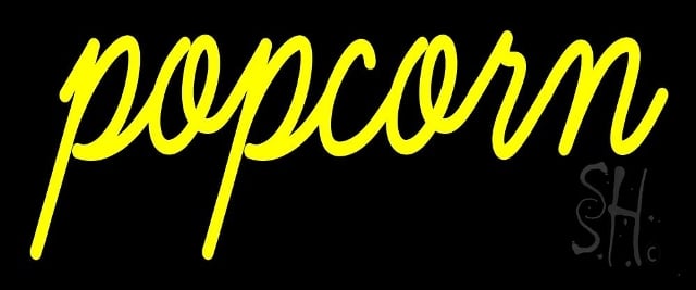 N105-11398-clear Yellow Cursive Popcorn Clear Backing Neon Sign, 10 x 1 x 24 in.