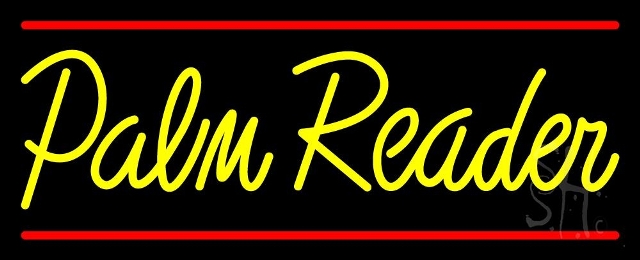 N105-11415-clear Yellow Palm Reader Red Line Clear Backing Neon Sign, 13 x 1 x 32 in.