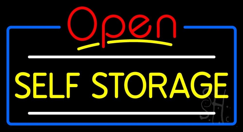 N105-11430-clear Yellow Self Storage Block with Open 4 Clear Backing Neon Sign, 20 x 1 x 37 in.