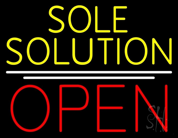 N105-11442-clear Yellow Sole Solution Open Clear Backing Neon Sign, 24 x 1 x 31 in.