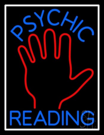 N105-11487-clear Blue Psychic Reading with White Border Clear Backing Neon Sign, 31 x 1 x 24 in.