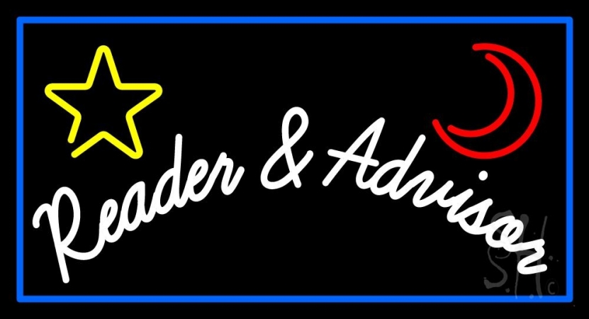 N105-11494-clear Blue Reader & Advisor Clear Backing Neon Sign, 20 x 1 x 37 in.