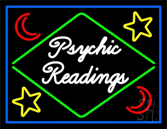 N105-11539-clear Cursive Psychic Readings with Border Clear Backing Neon Sign, 24 x 1 x 31 in.