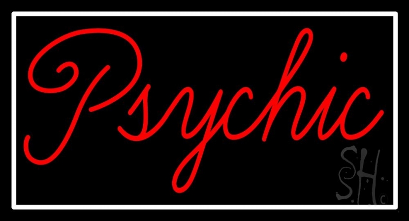 N105-11540-clear Cursive Red Psychic White Border Clear Backing Neon Sign, 20 x 1 x 37 in.