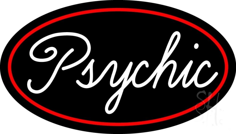 N105-11543-clear Cursive White Psychic Red Border Clear Backing Neon Sign, 17 x 1 x 30 in.