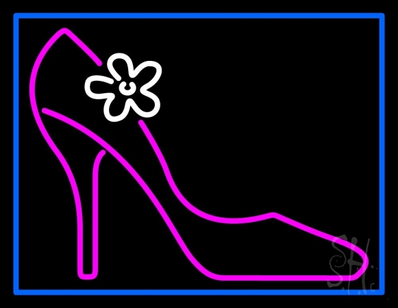 High Heels with Blue Border Clear Backing Neon Sign, 24 x 1 x 31 in.