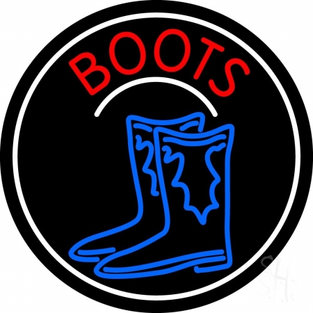 N105-11623-clear Pair of Boots Logo with Border Clear Backing Neon Sign, 26 x 1 x 26 in.