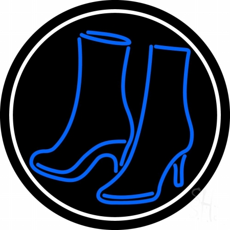 Pair of Boots with Border Clear Backing Neon Sign, 26 x 1 x 26 in.