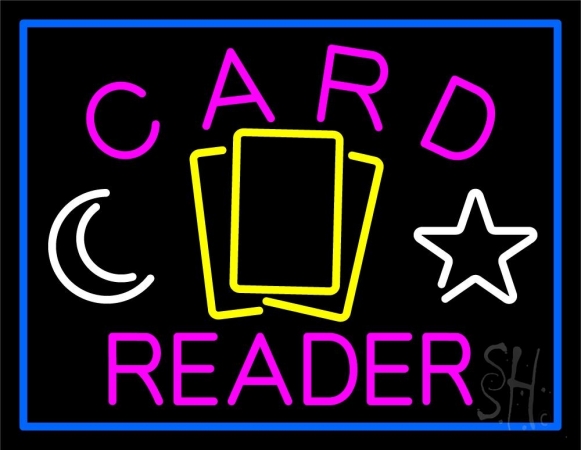 N105-11635-clear Pink Card Reader Blue Border Clear Backing Neon Sign, 24 x 1 x 31 in.