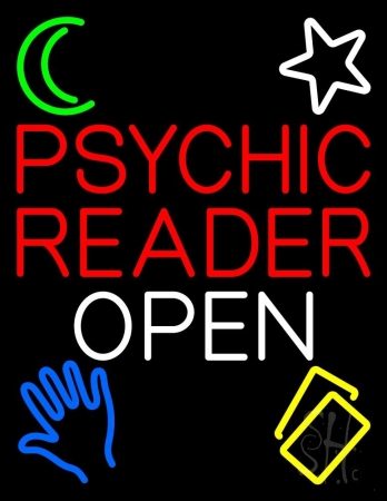 N105-11674-clear Psychic Reader Open Block White Border Clear Backing Neon Sign, 31 x 1 x 24 in.