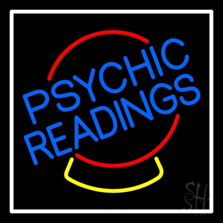 N105-11677-clear Psychic Readings Crystal White Border Clear Backing Neon Sign, 24 x 1 x 24 in.