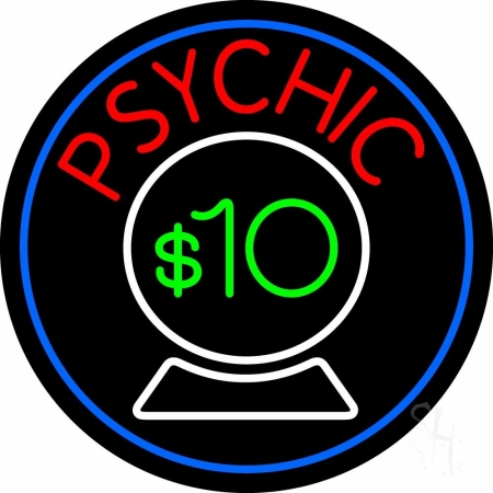 N105-11685-clear Psychic with Crystal Globe Blue Border Clear Backing Neon Sign, 26 x 1 x 26 in.
