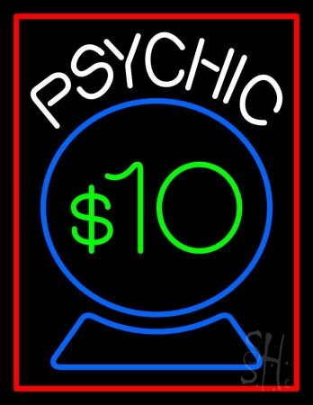N105-11686-clear Psychic with Crystal Globe Red Border Clear Backing Neon Sign, 31 x 1 x 24 in.