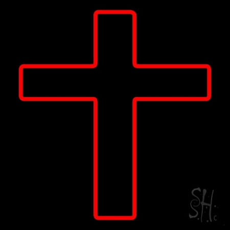 Red Cross Clear Backing Neon Sign, 24 x 1 x 24 in.