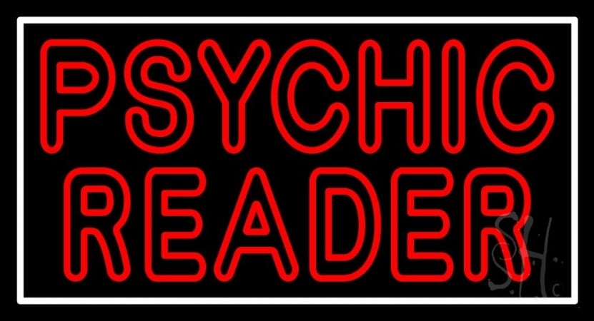 N105-11710-clear Red Double Stroke Psychic Reader White Border Clear Backing Neon Sign, 20 x 1 x 37 in.