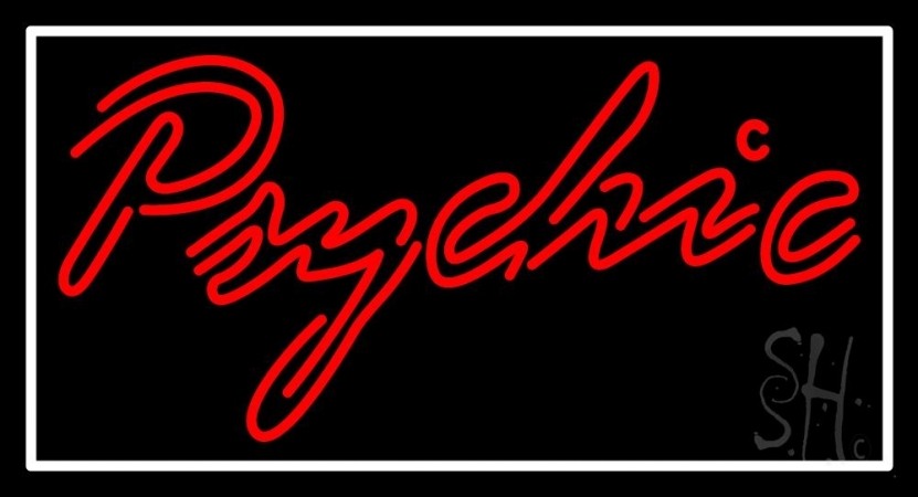 N105-11713-clear Red Double Stroke White Psychic Clear Backing Neon Sign, 20 x 1 x 37 in.