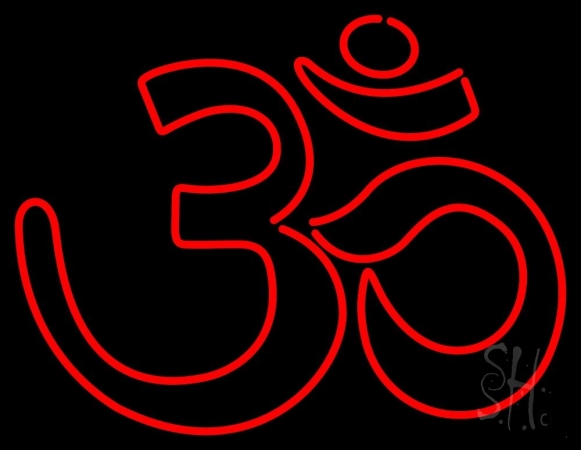 N105-11717-clear Red Om Clear Backing Neon Sign, 24 x 1 x 31 in.