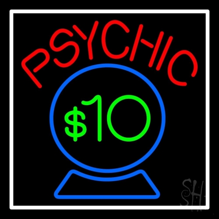 N105-11746-clear Red Psychic Blue Crystal Globe & White Border Clear Backing Neon Sign, 24 x 1 x 24 in.
