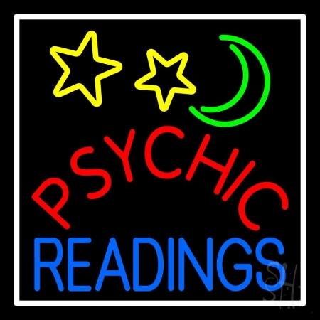 N105-11749-clear Red Psychic Blue Readings White Border Clear Backing Neon Sign, 24 x 1 x 24 in.