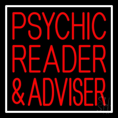 N105-11761-clear Red Psychic Reader & Advisor with Border Clear Backing Neon Sign, 24 x 1 x 24 in.