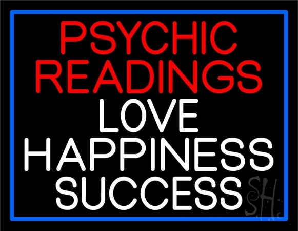 N105-11782-clear Red Psychic Readings & Love Happiness with Border Success Clear Backing Neon Sign, 24 x 1 x 31 in -  The Sign Store