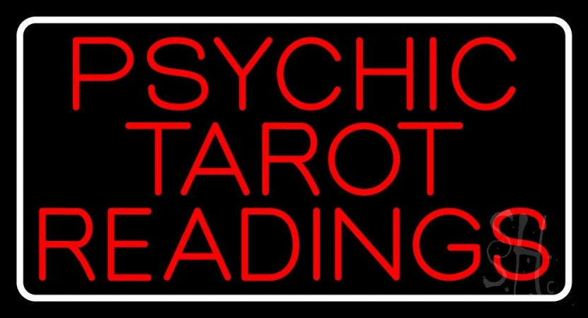 N105-11797-clear Red Psychic Tarot Readings Block with Border Clear Backing Neon Sign, 20 x 1 x 37 in.