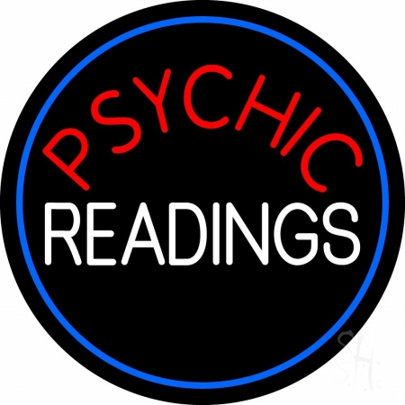 N105-11808-clear Red Psychic White Readings with Border Clear Backing Neon Sign, 26 x 1 x 26 in.