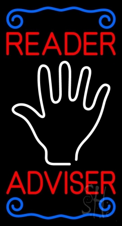 N105-11821-clear Red Reader Adviser with Palm Clear Backing Neon Sign, 37 x 1 x 20 in.