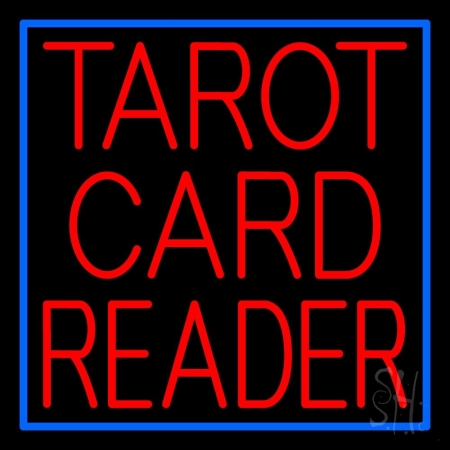 N105-11843-clear Red Tarot Card Reader Block & Border Clear Backing Neon Sign, 24 x 1 x 24 in.
