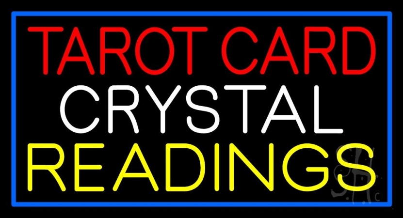 N105-11876-clear Tarot Card Crystal Readings with Blue Border Clear Backing Neon Sign, 20 x 1 x 37 in.