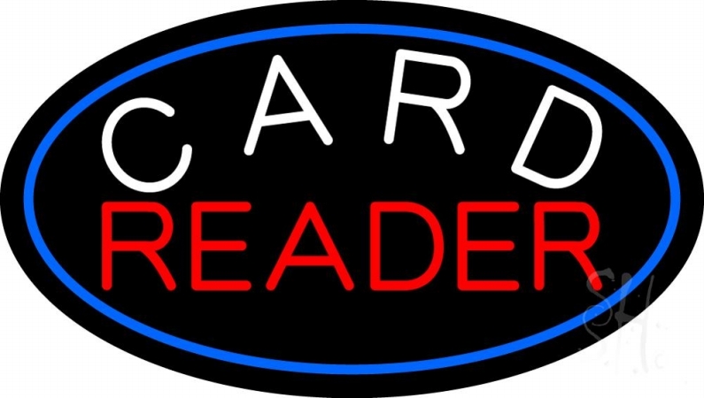 N105-11883-clear White Card Red Reader & Blue Border Clear Backing Neon Sign, 17 x 1 x 30 in.