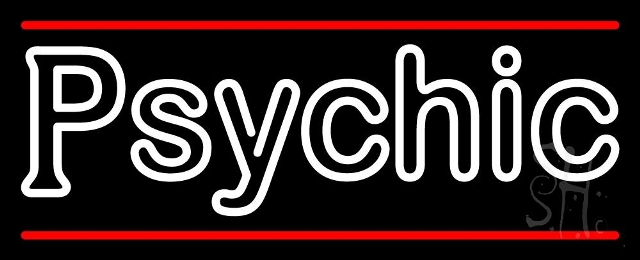 N105-11888-clear White Double Stroke Psychic & Red Line Clear Backing Neon Sign, 13 x 1 x 32 in.