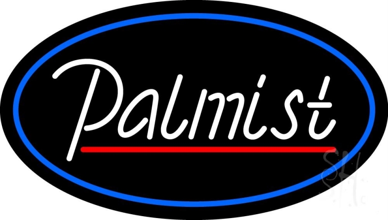 N105-11895-clear White Palmist with Red Line Blue Border Clear Backing Neon Sign, 17 x 1 x 30 in.