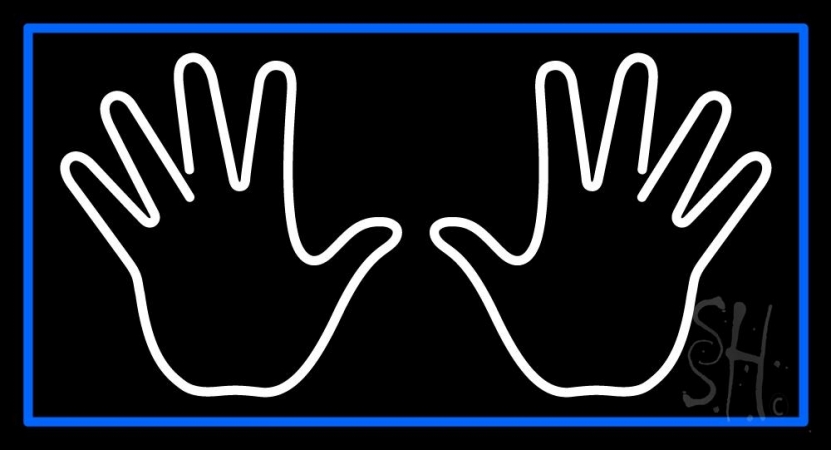 White Psychic Palms Blue Border Clear Backing Neon Sign, 20 x 1 x 37 in.