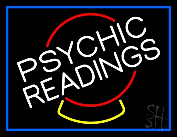 N105-11927-clear White Psychic Readings Crystal Blue Border Clear Backing Neon Sign, 24 x 1 x 31 in.