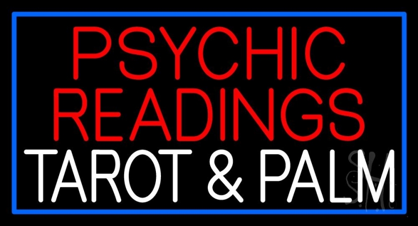 N105-11931-clear White Psychic Readings White Tarot & Palm Clear Backing Neon Sign, 20 x 1 x 37 in -  The Sign Store